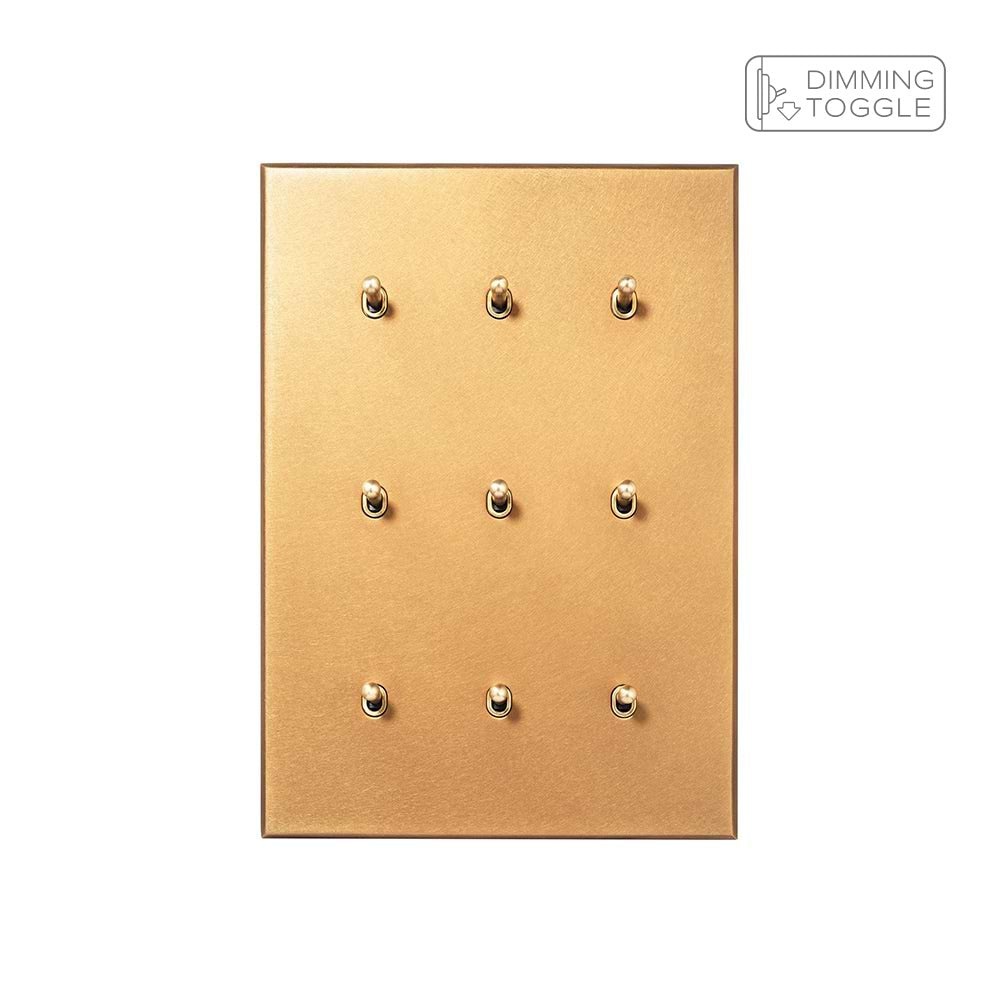 Natural Brass 9 Gang 2 Way Dimming Toggle Switch - The Palaces Collection
