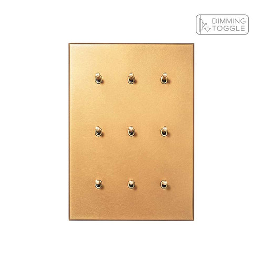 Natural Brass 9 Gang 2 Way Dimming Toggle Switch - The Palaces Collection