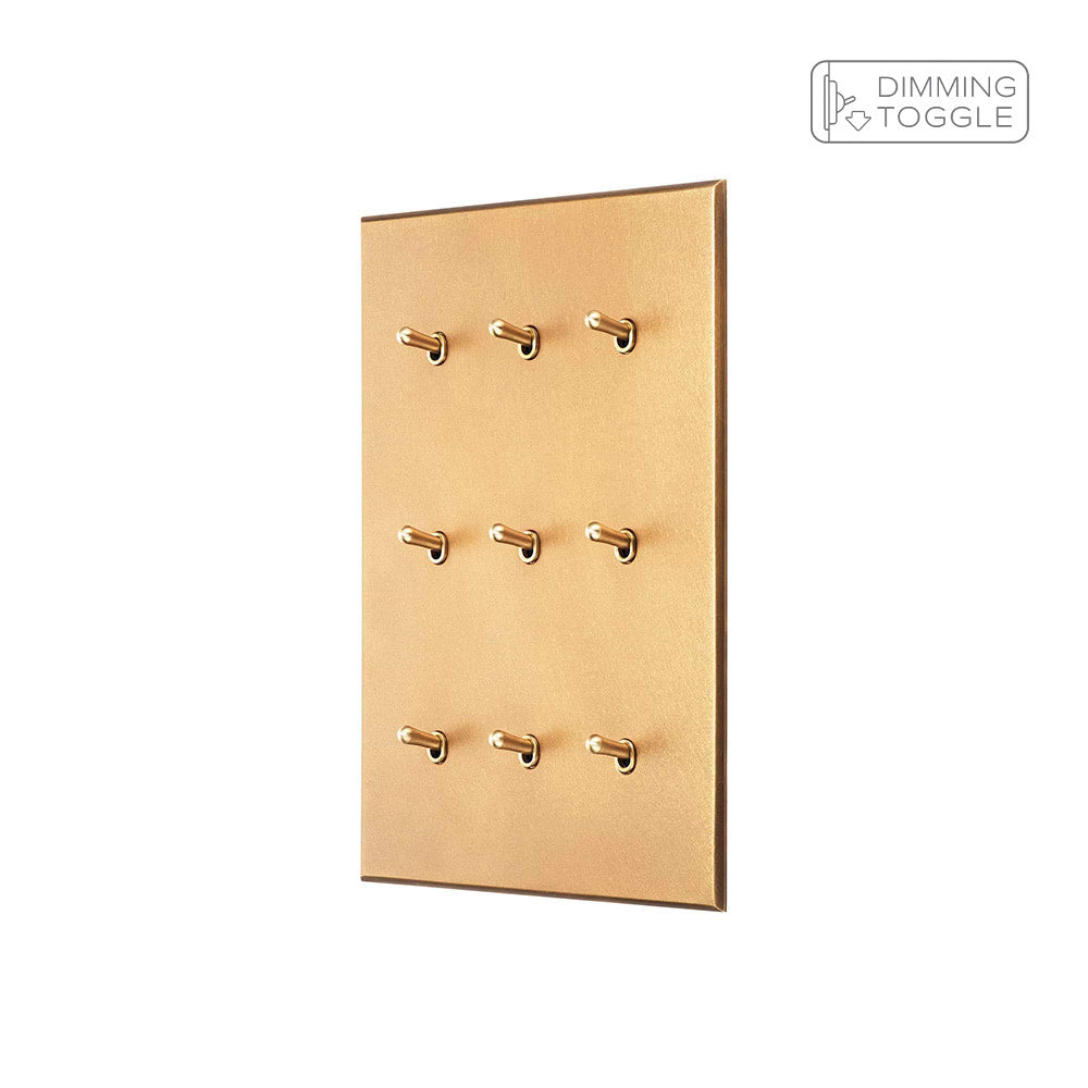 Natural Brass 9 Gang 2 Way Dimming Toggle Switch - The Palaces Collection