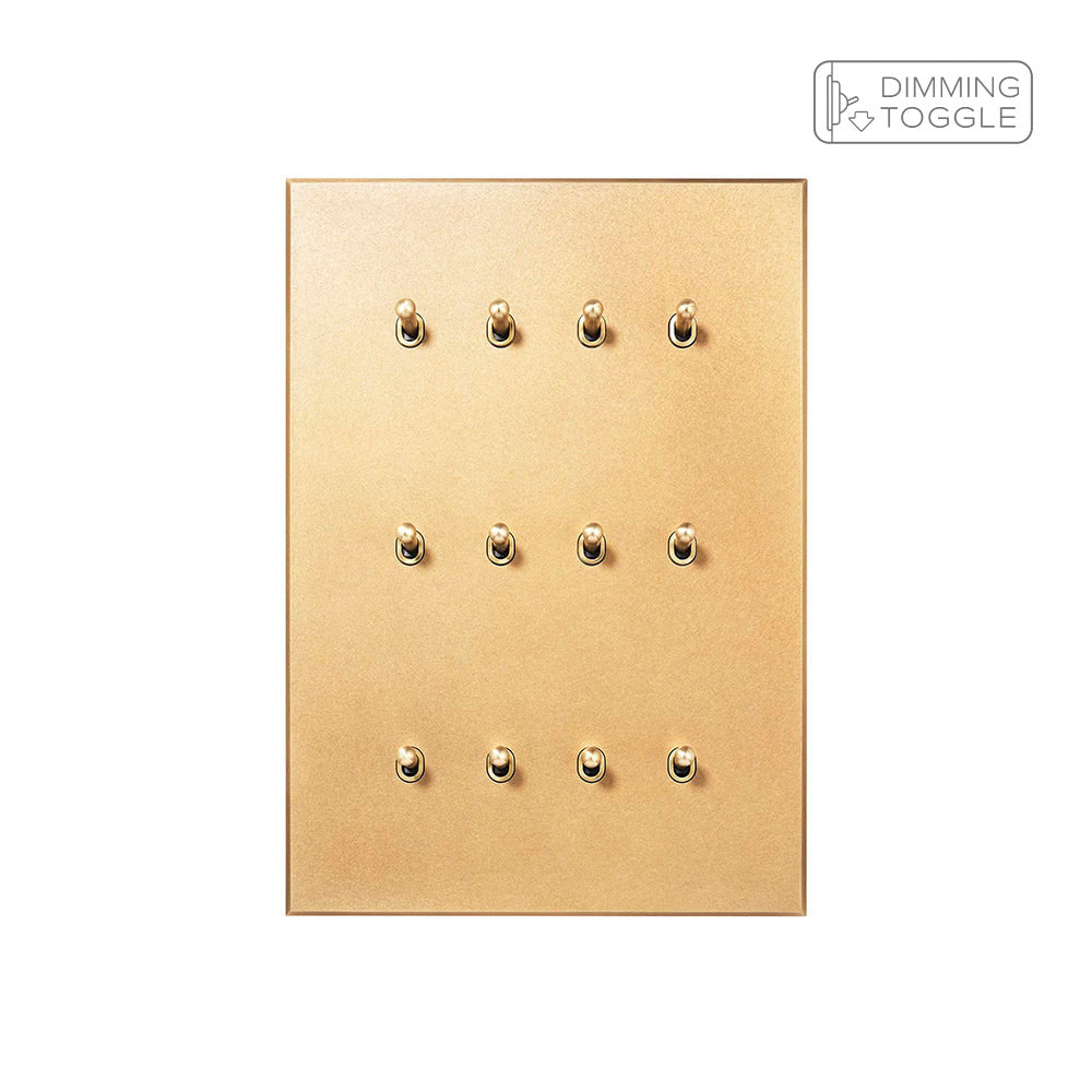 Natural Brass 12 Gang 2 Way Dimming Toggle Switch - The Palaces Collection