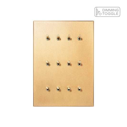 Natural Brass 12 Gang 2 Way Dimming Toggle Switch - The Palaces Collection