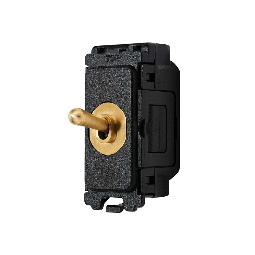 Brass 20A Double Pole TM-Grid Toggle Switch Module - The Palaces Collection