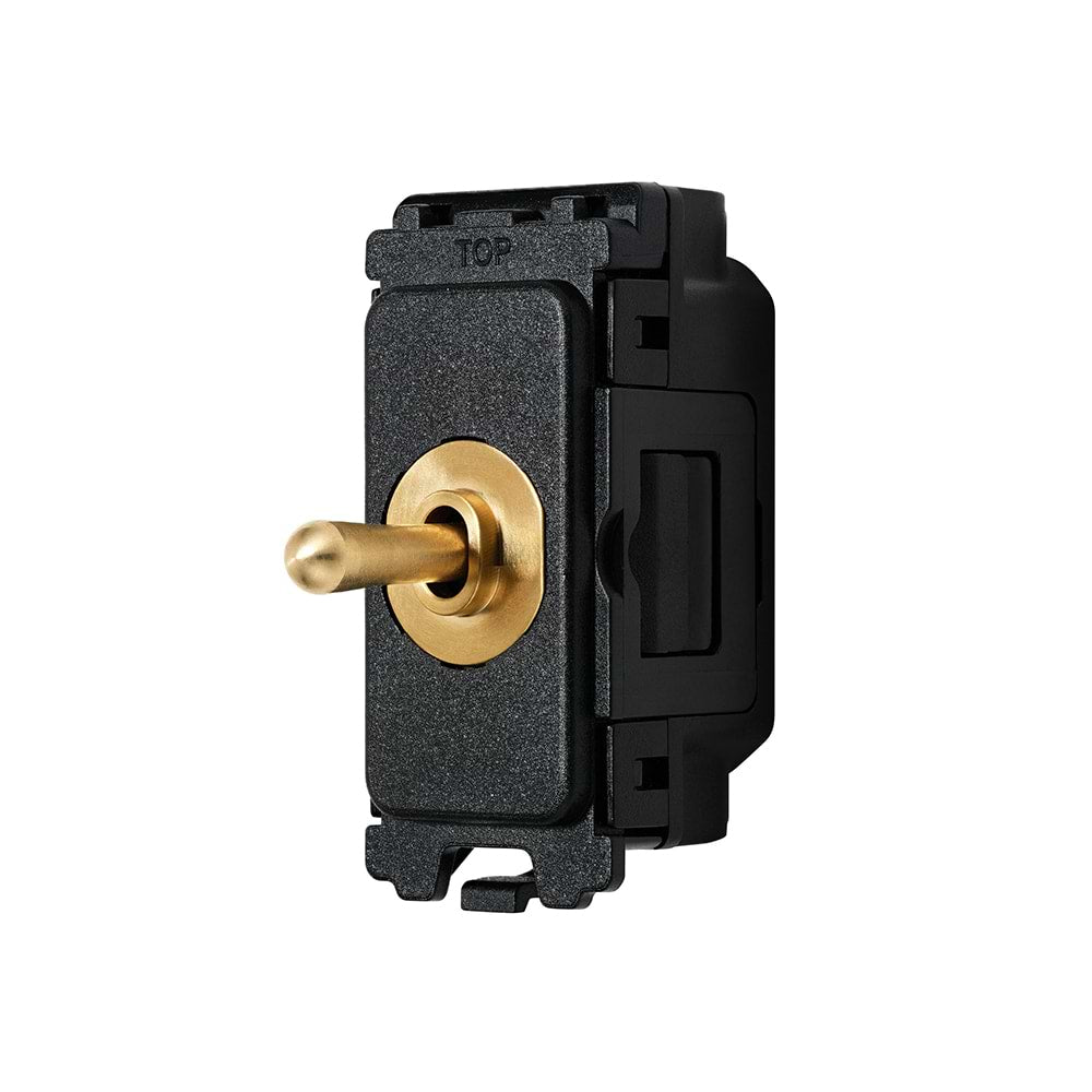 Brass 20A 2-Way & Off Retractive TM-Grid Toggle Switch Module - The Palaces Collection