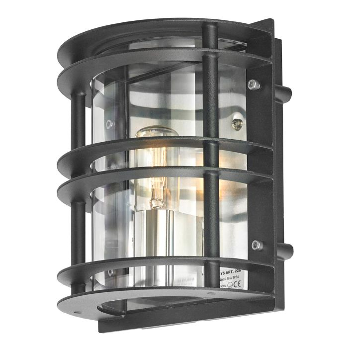 Stockholm 1 Light Flush Light - Black With Clear Glass
