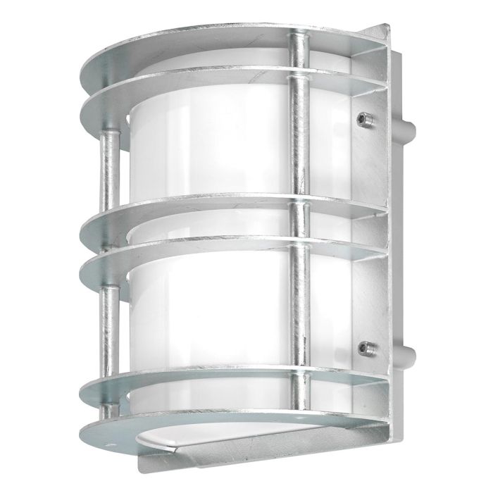 Stockholm 1 Light Flush Light - Galvanised With Opal Glass