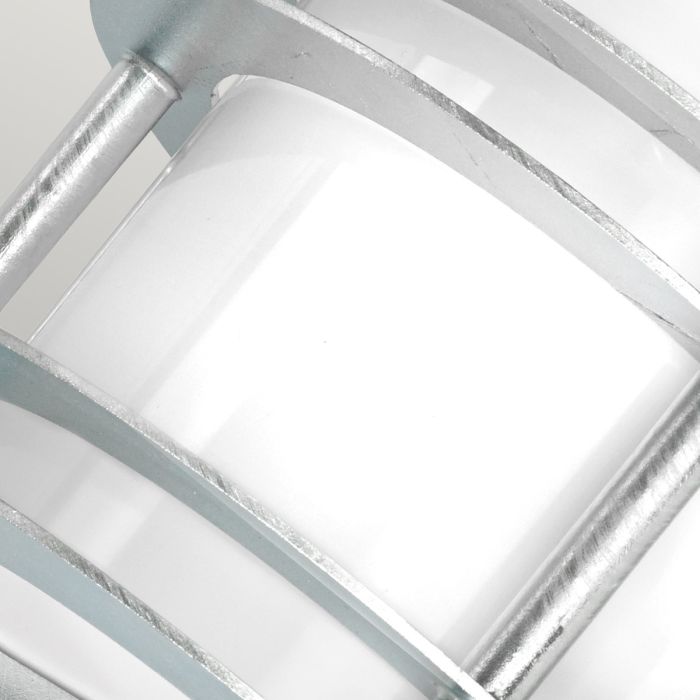 Stockholm 1 Light Flush Light - Galvanised With Opal Glass
