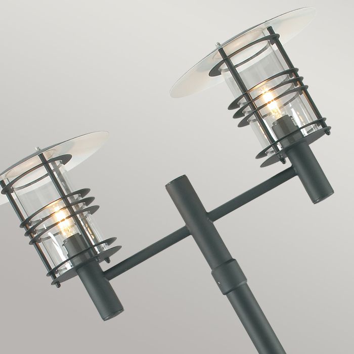 Stockholm 2 Light Twin Lamp Post - Black