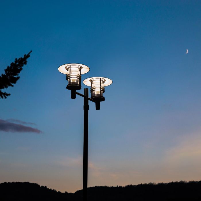 Stockholm 2 Light Twin Lamp Post - Black