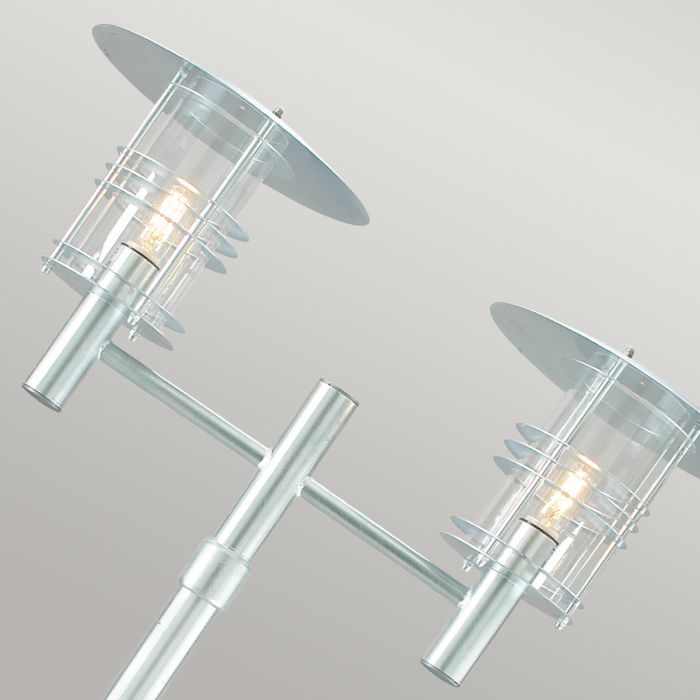 Stockholm 2 Light Twin Lamp Post - Galvanised