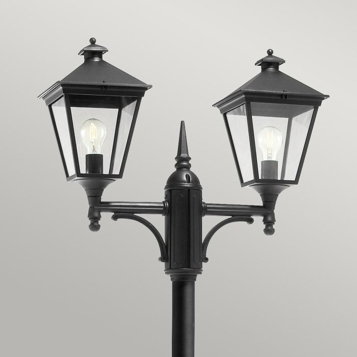 Turin 2 Light Twin Lamp Post - Black