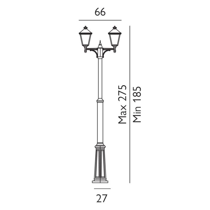 Turin 2 Light Twin Lamp Post - Black