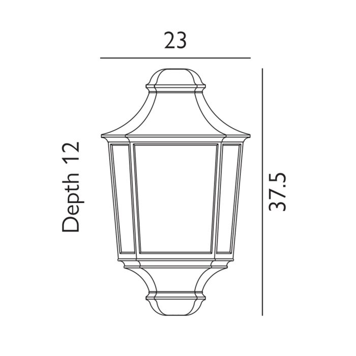 Turin 1 Light Half Lantern - Black