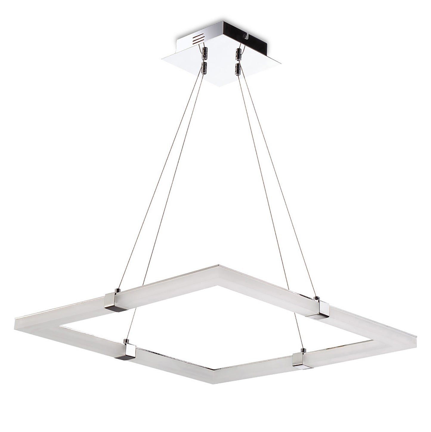 Taccía Pendant 28W LED Square 3000K, 2500lm, Polished Chrome/Frosted Acrylic, 3yrs Warranty by Mantra