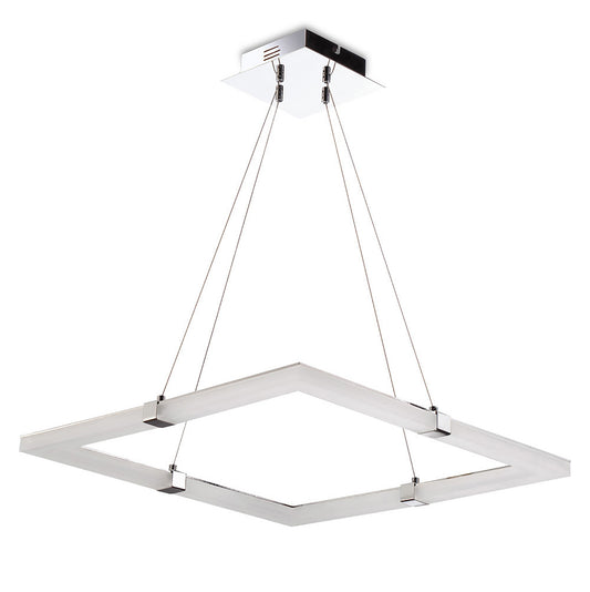 Taccía Pendant 28W LED Square 3000K, 2500lm, Polished Chrome/Frosted Acrylic, 3yrs Warranty by Mantra