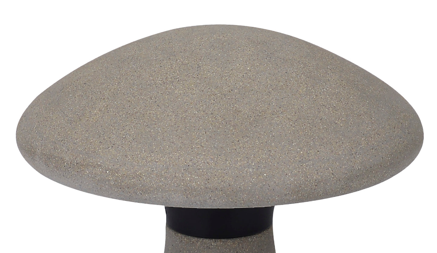 Taos Small Mushroom Bollard, 6.5W LED, 3000K, 490lm, IP65, Dark Grey Cement, 3yrs Warranty by Mantra