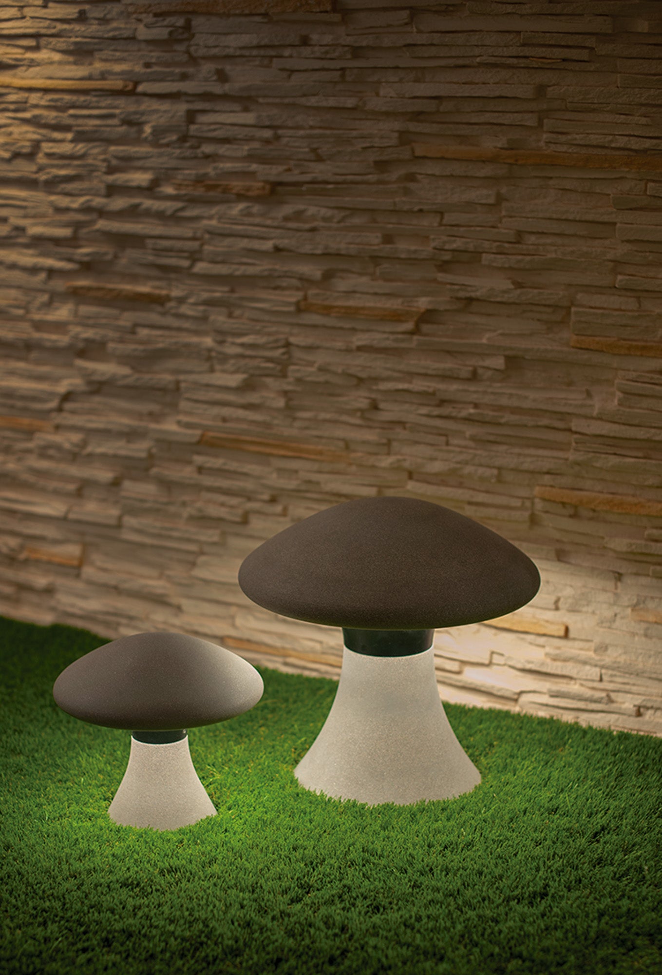 Taos Small Mushroom Bollard, 6.5W LED, 3000K, 490lm, IP65, Dark Grey Cement, 3yrs Warranty by Mantra