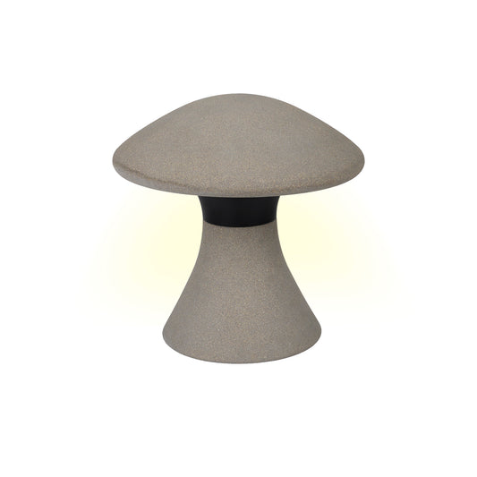 Taos Large Mushroom Bollard, 12W LED, 3000K, 905lm, IP65, Dark Grey Cement, 3yrs Warranty by Mantra