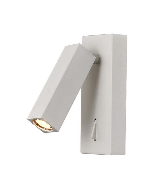 Tarifa Wall/Reading Light, Adjustable 3W LED, 3000K, 210lm, Switched, White, 3yrs Warranty by Mantra