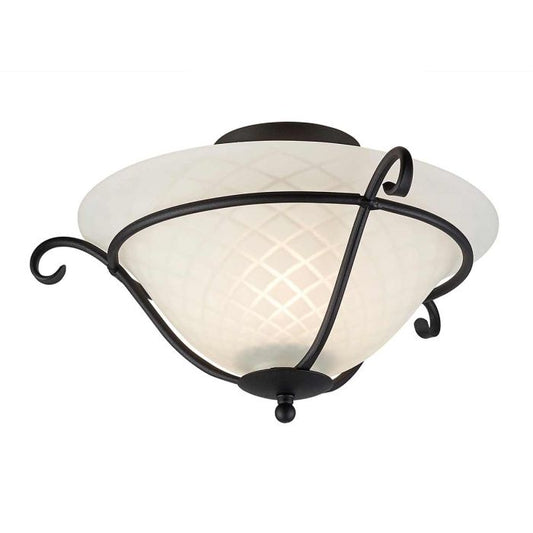 Torchiere 1 Light Flush - Black/ Opal Etched Glass