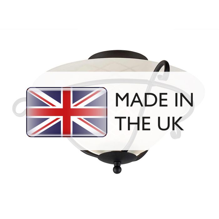 Torchiere 1 Light Flush - Black/ Opal Etched Glass