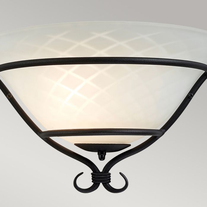 Torchiere 1 Light Wall Uplighter - Black with Etched Opal Glass