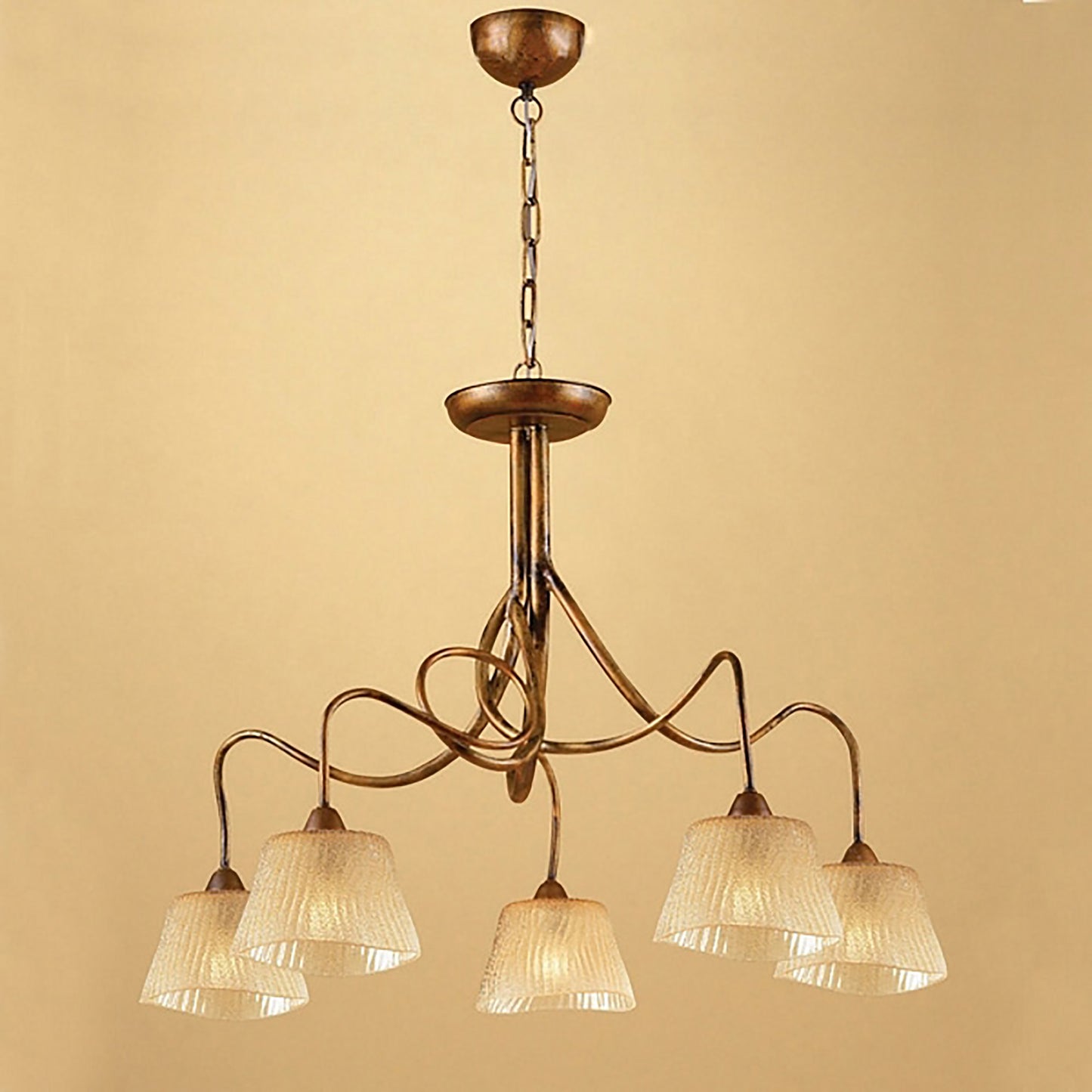 (0039 001) Tentacle Pendant 5 Light E14, Rustic Gold by Mantra