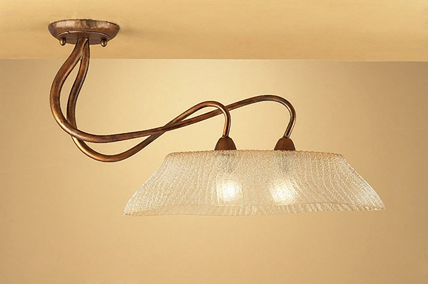 (0039 004) Tentacle Ceiling 2 Light E14, Rustic Gold by Mantra