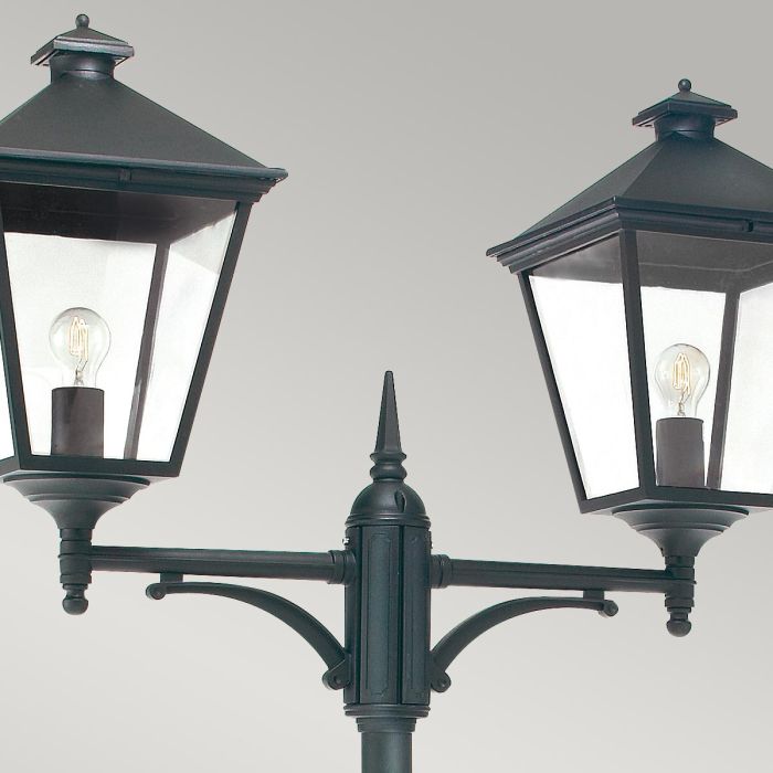 Turin Grande 2 Light Twin Lamp Post - Black