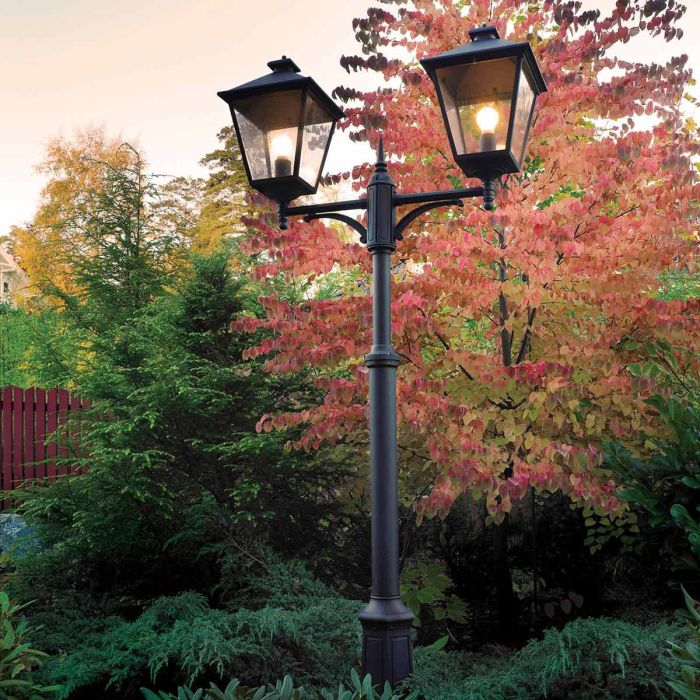 Turin Grande 2 Light Twin Lamp Post - Black