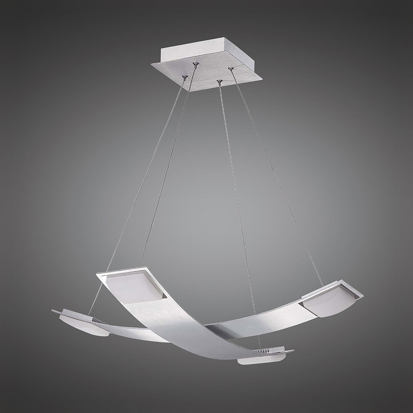 Thea Square Pendant 4 Light 28W LED 3000K, 2520lm, Satin Aluminium/Frosted Acrylic, 3yrs Warranty by Mantra