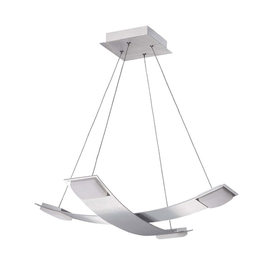 Thea Square Pendant 4 Light 28W LED 3000K, 2520lm, Satin Aluminium/Frosted Acrylic, 3yrs Warranty by Mantra