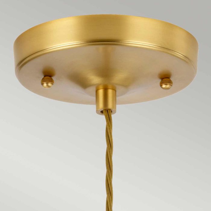 Tiber 1 Light Pendant - Brushed Brass / Amber Glass