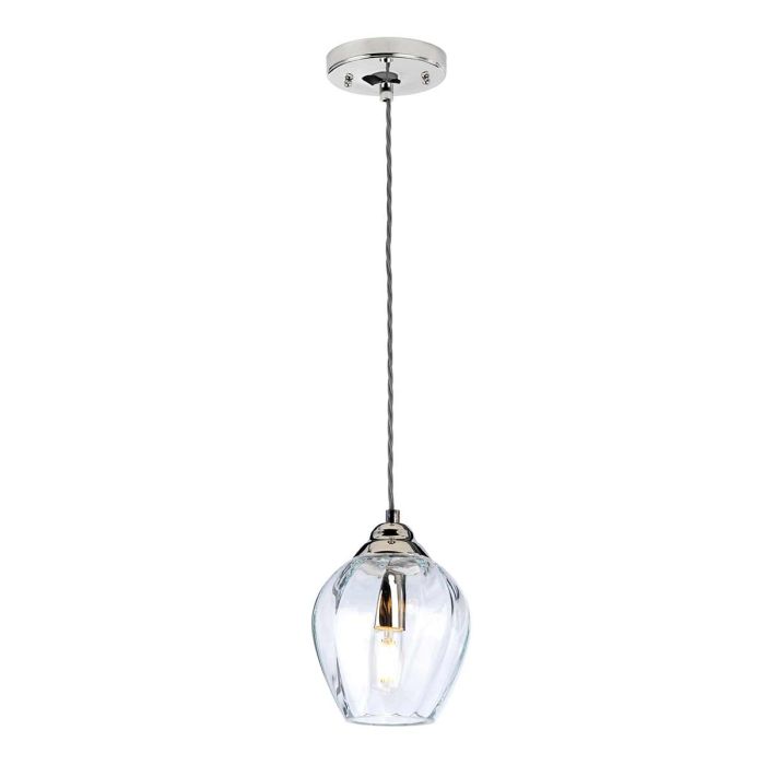 Tiber 1 Light Pendant - Polished Nickel / Clear Glass