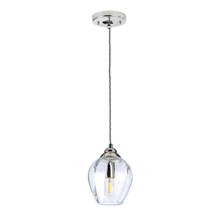 Tiber 1 Light Pendant - Polished Nickel / Clear Glass