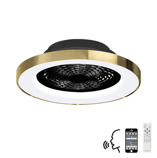 Tibet 70W LED Dimmable Ceiling Light With 35W DC Reversible Fan Remote, APP & Alexa/Google Voice, 3900lm, Gold/Black, 5yrs Warranty by Mantra