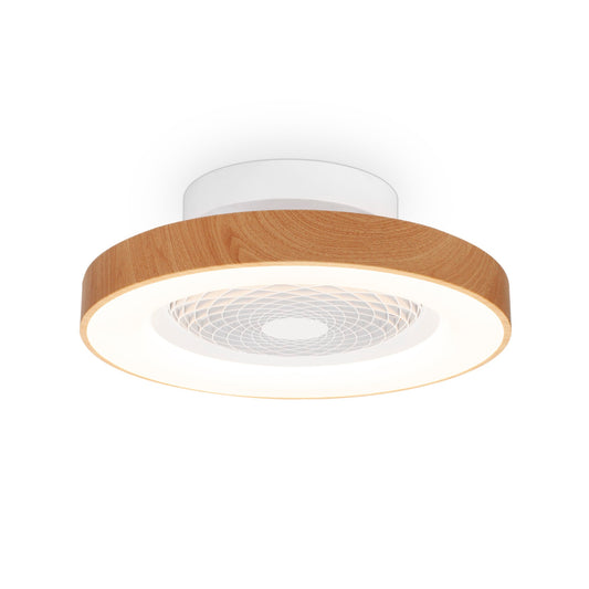 Tibet Mini 70W LED Dimmable Ceiling Light With 35W DC Reversible Fan Remote, 3900lm, Wood Effect/White, 5yrs Wrnty by Mantra