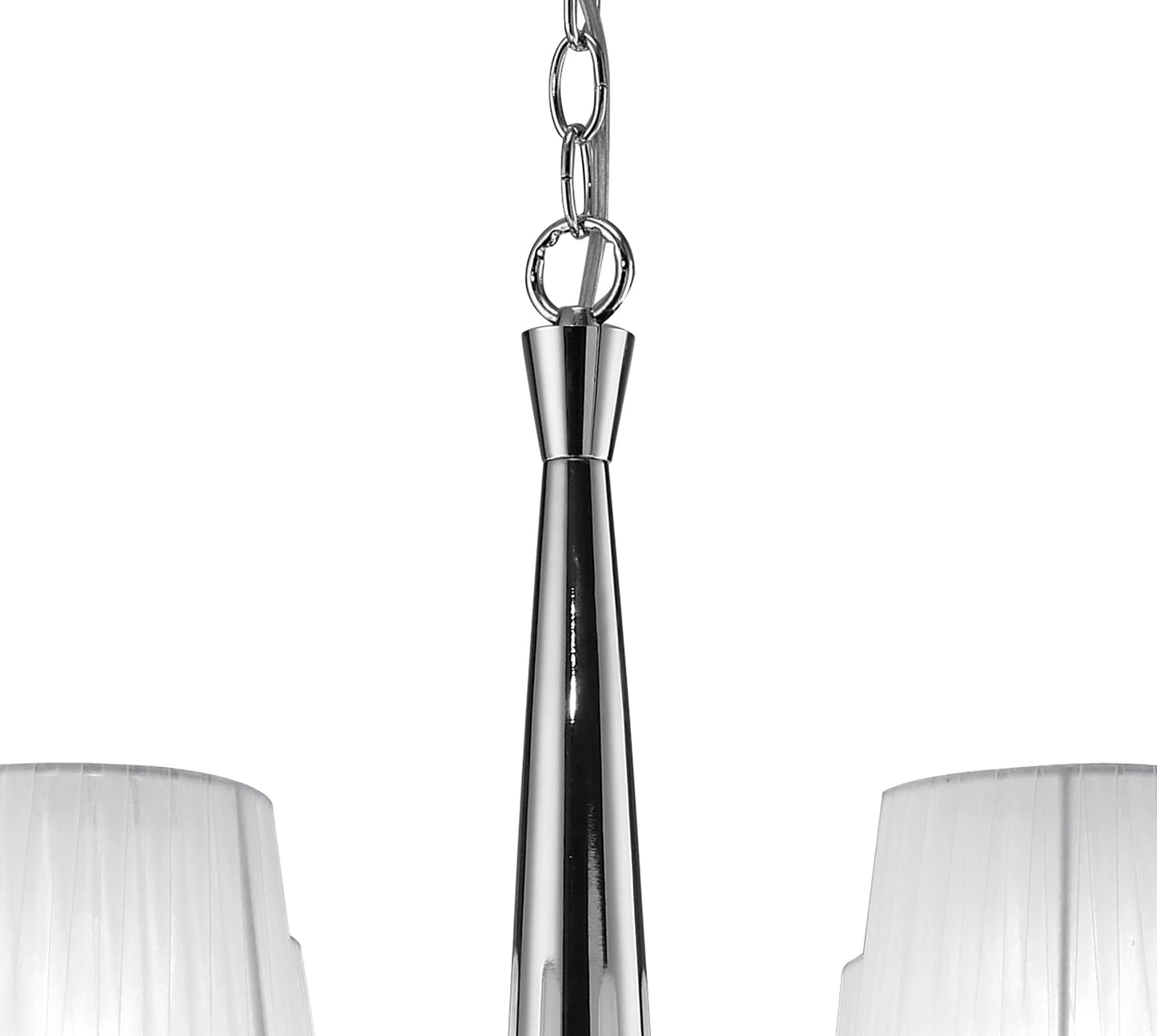 Tiffany Pendant 2 Tier 12+12 Light E14+G9, Polished Chrome With White Shades & Clear Crystal by Mantra