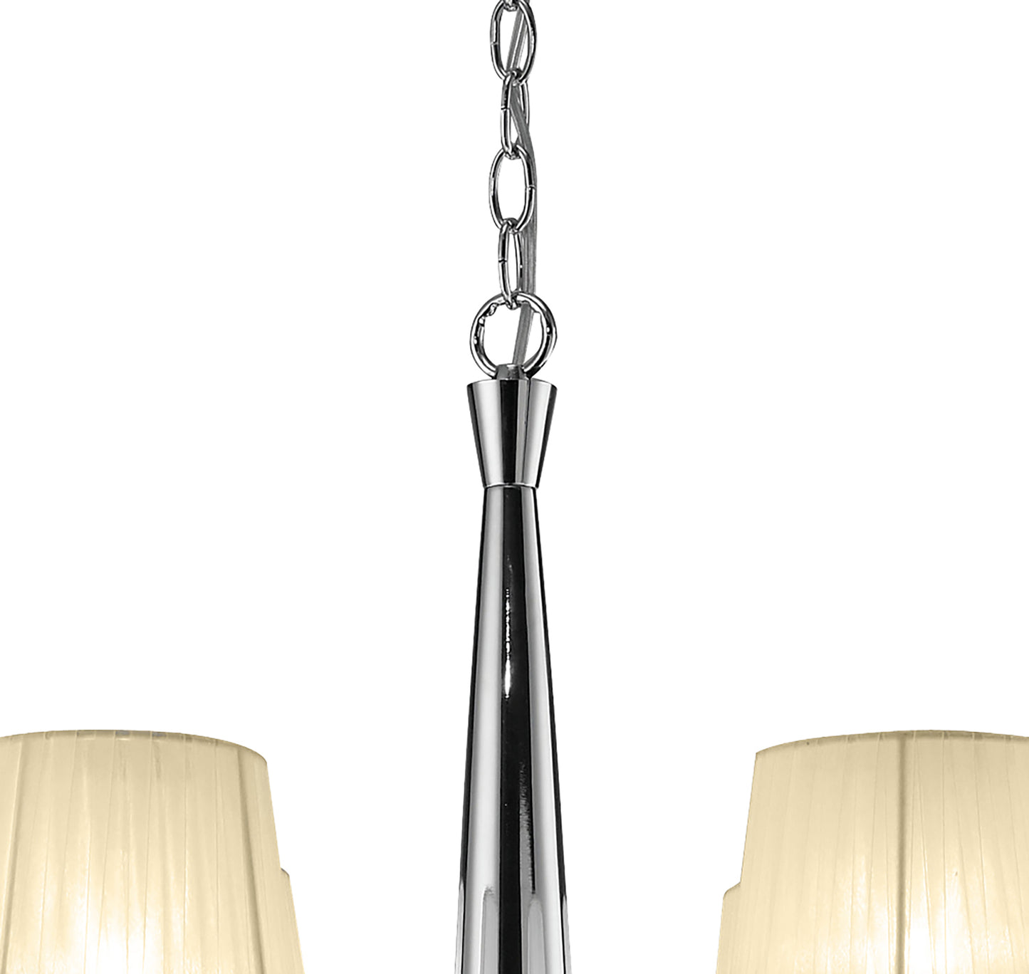 Tiffany Pendant 2 Tier 12+12 Light E14+G9, Polished Chrome With Cream Shades & Clear Crystal by Mantra