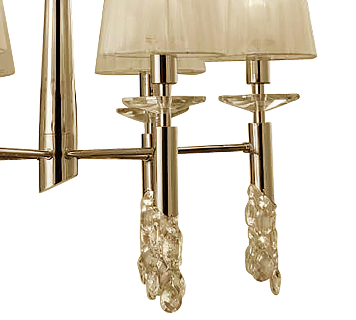 Tiffany Pendant 6+6 Light E14+G9, French Gold With Cream Shades & Clear Crystal by Mantra