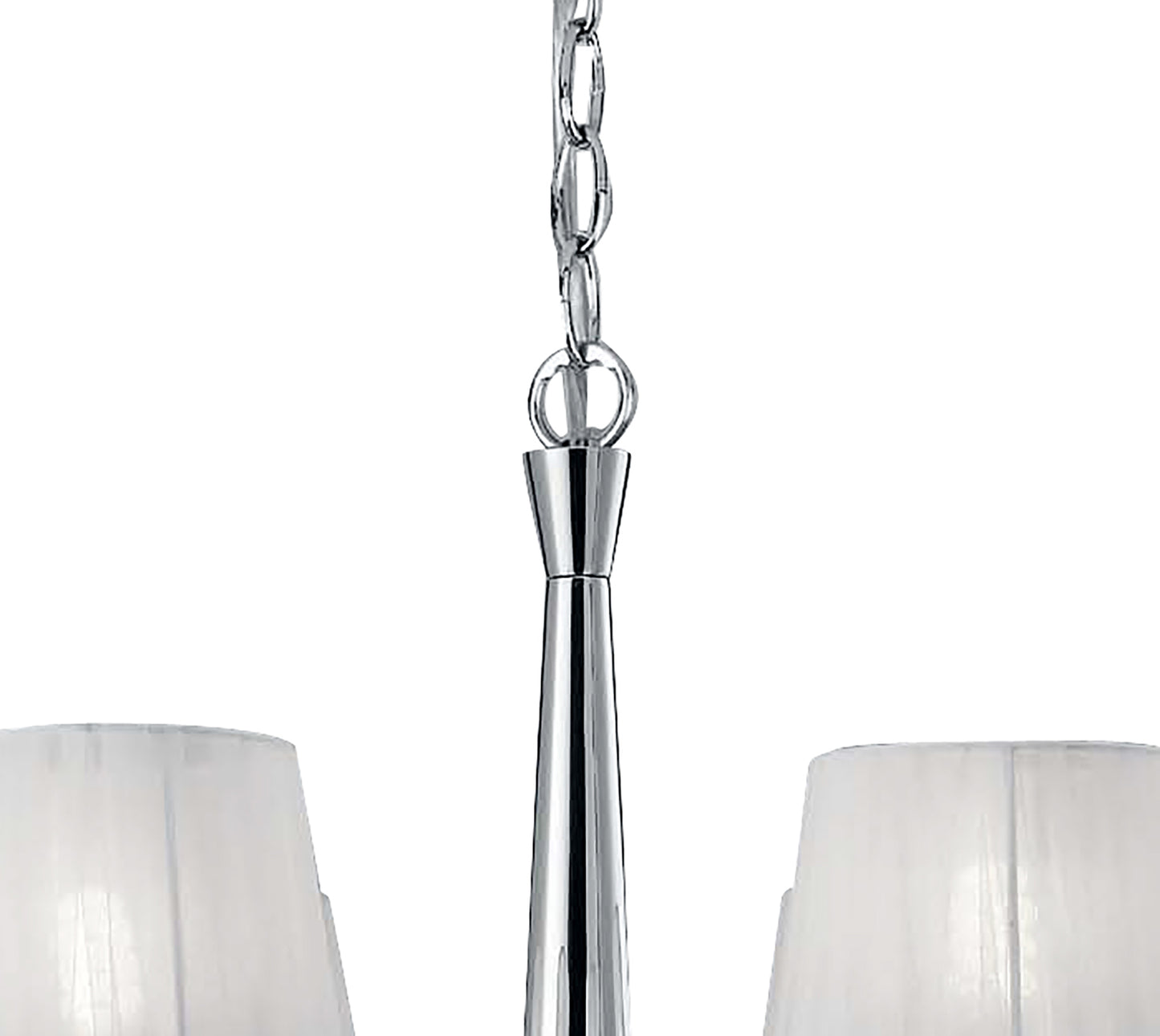 Tiffany Pendant 6+6 Light E14+G9, Polished Chrome With White Shades & Clear Crystal by Mantra