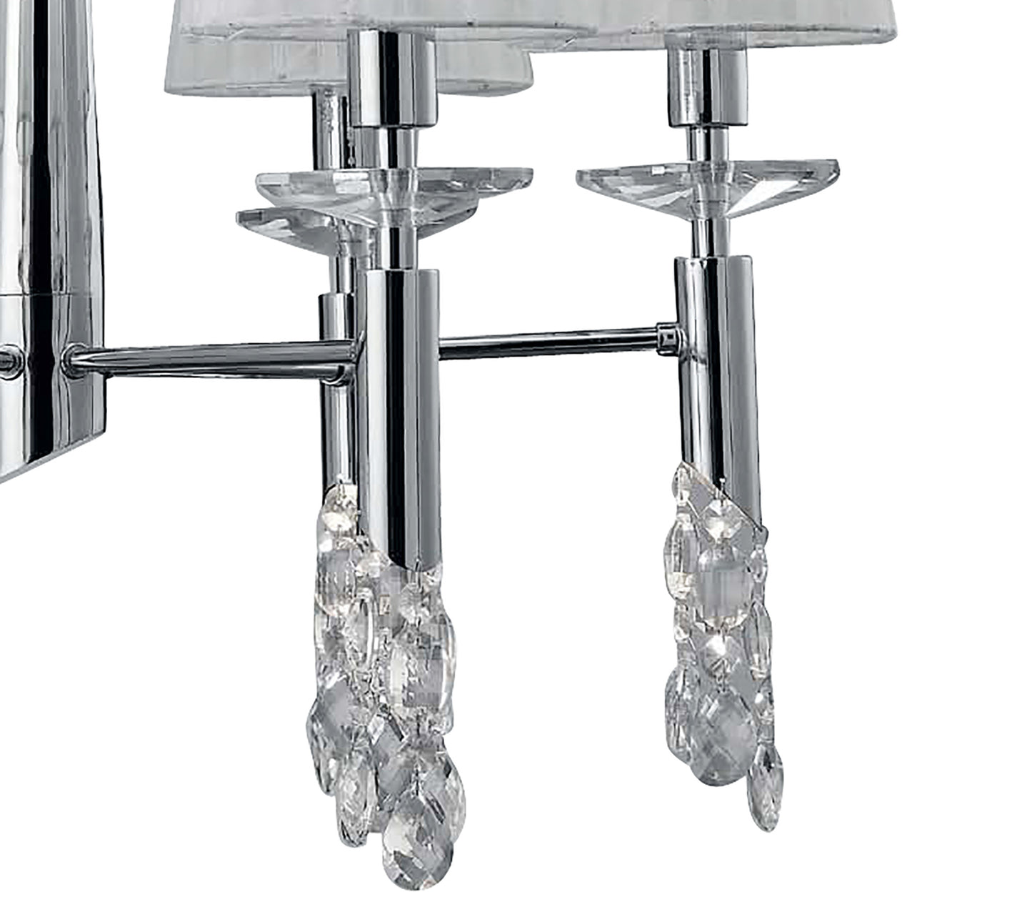 Tiffany Pendant 6+6 Light E14+G9, Polished Chrome With White Shades & Clear Crystal by Mantra