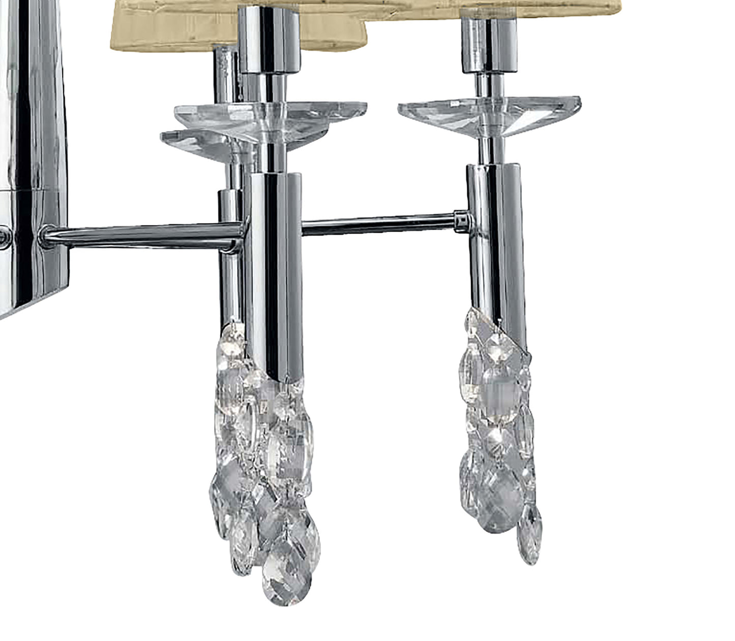 Tiffany Pendant 6+6 Light E14+G9, Polished Chrome With Cream Shades & Clear Crystal by Mantra