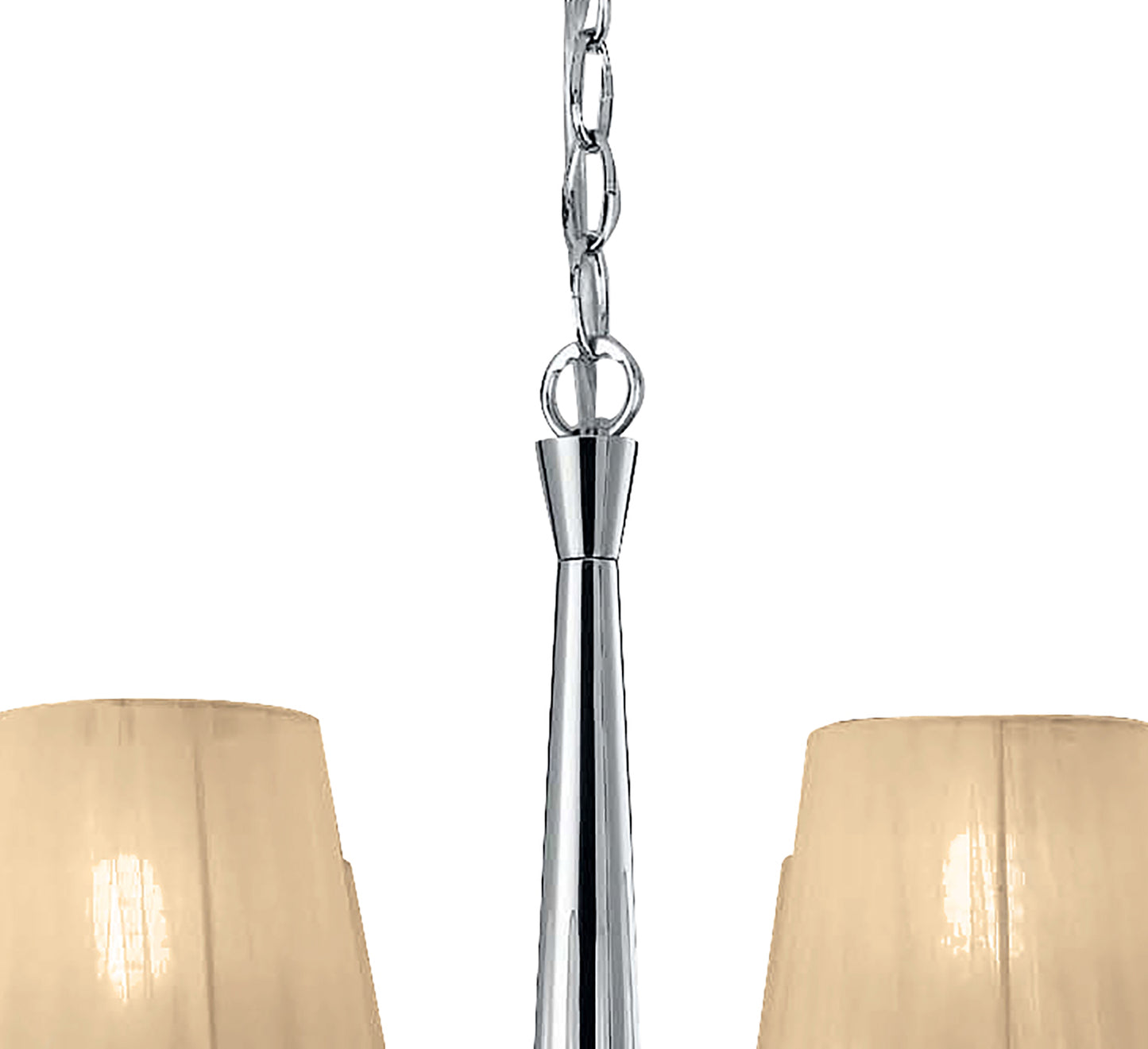 Tiffany Pendant 6+6 Light E14+G9, Polished Chrome With Soft Bronze Shades & Clear Crystal by Mantra