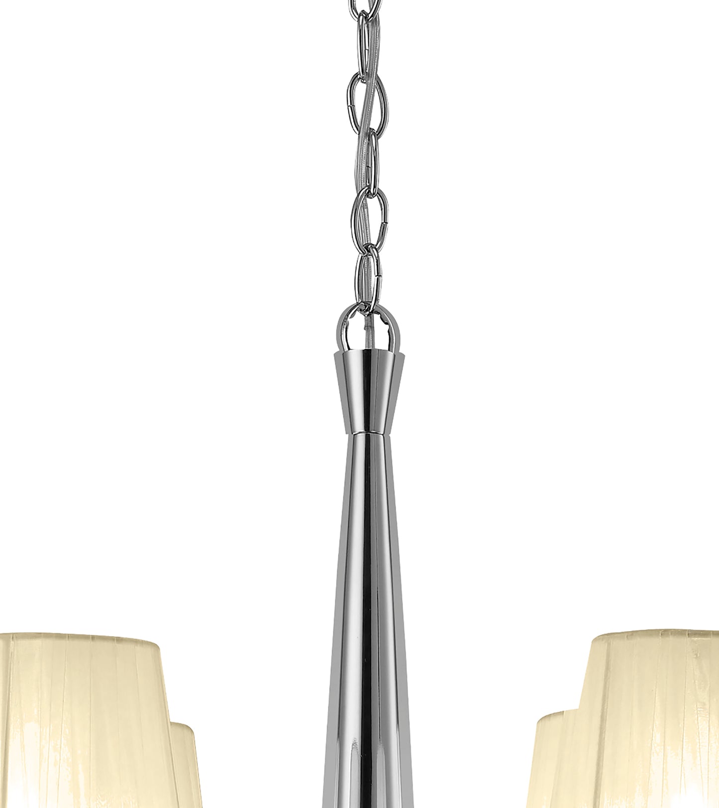 Tiffany Pendant 4+4 Light E14+G9, Polished Chrome With Cream Shades & Clear Crystal by Mantra