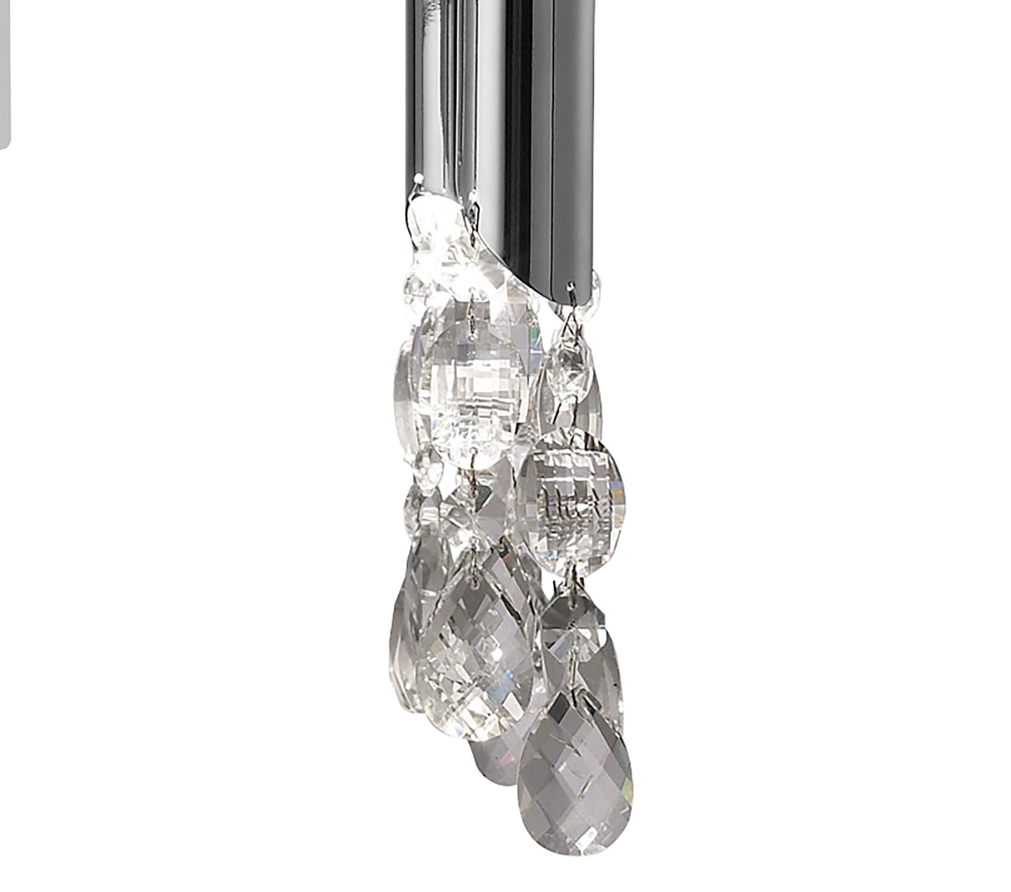 Tiffany Pendant 4+4 Light E14+G9, Polished Chrome With Soft Bronze Shades & Clear Crystal by Mantra