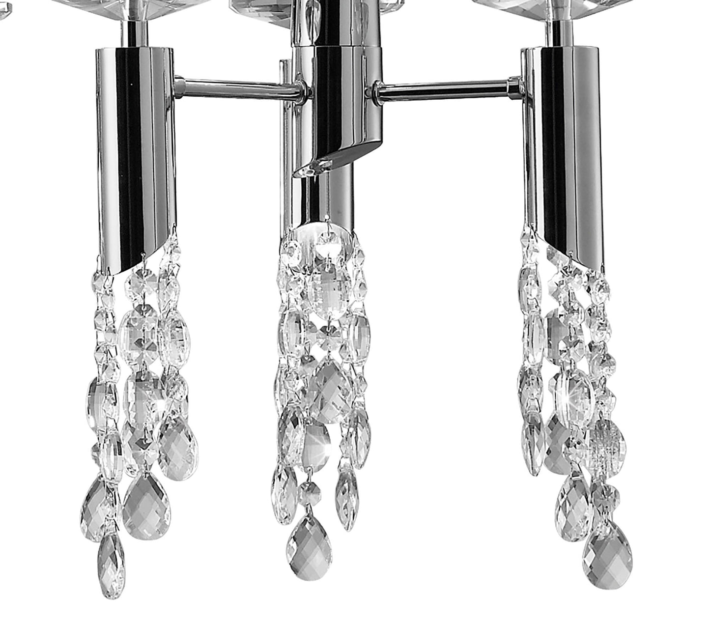 Tiffany Pendant 6+6 Light E27+G9 Oval, Polished Chrome With Soft Bronze Shade & Clear Crystal by Mantra