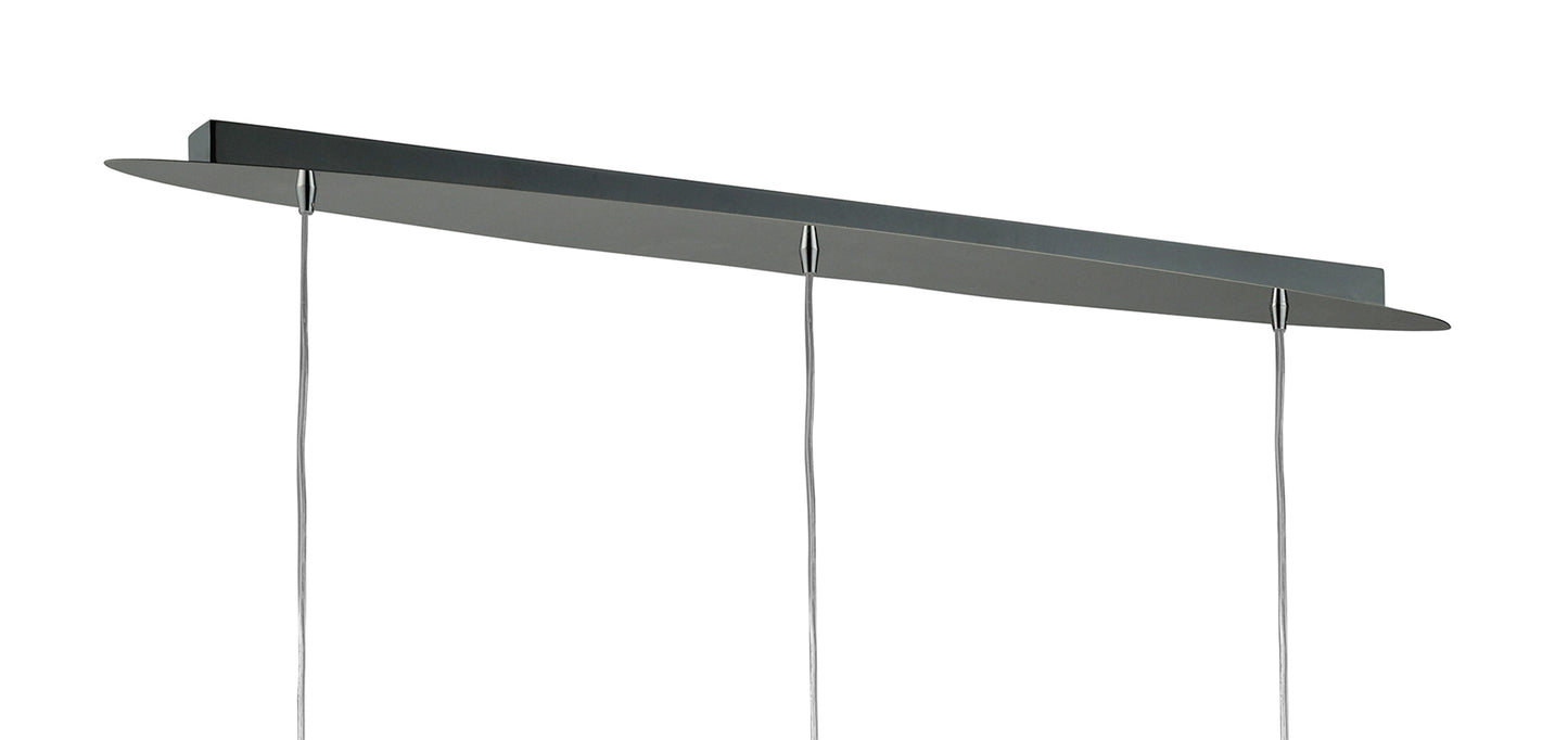 Tiffany Linear Pendant 3+3 Light E27+G9 Line, Polished Chrome With White Shades & Clear Crystal by Mantra