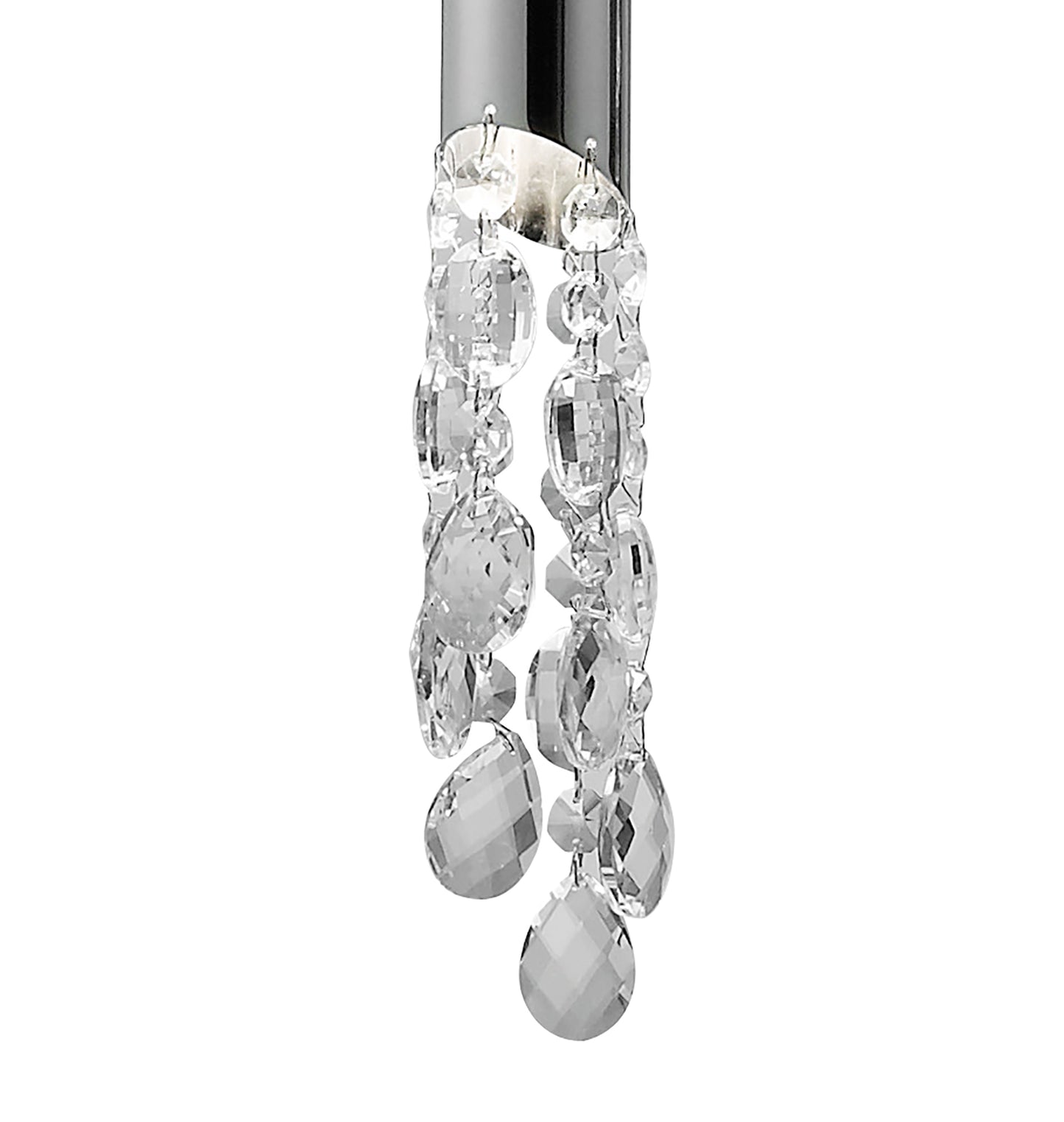 Tiffany Linear Pendant 3+3 Light E27+G9 Line, Polished Chrome With White Shades & Clear Crystal by Mantra