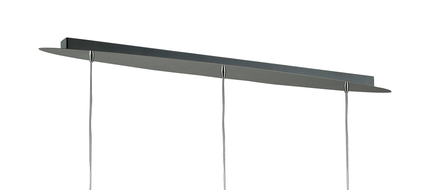 Tiffany Linear Pendant 3+3 Light E27+G9 Line, Polished Chrome With Cream Shades & Clear Crystal by Mantra