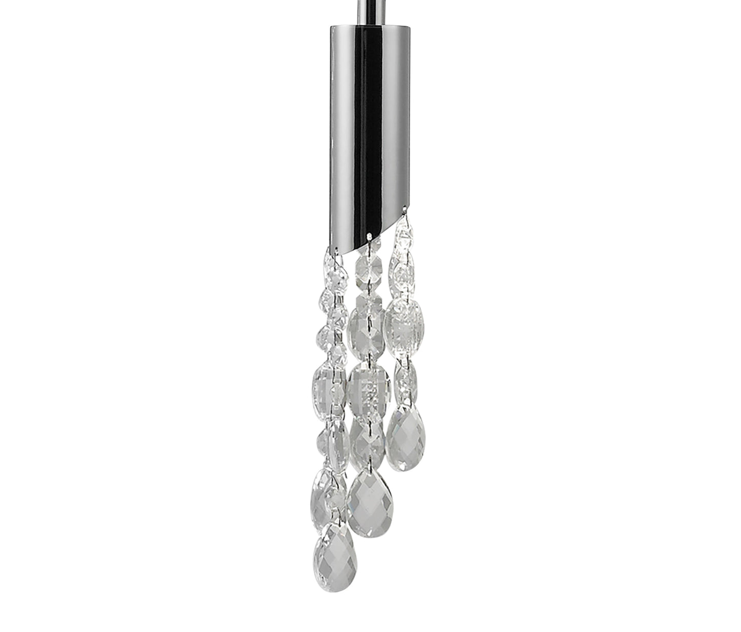 Tiffany Pendant 5+5 Light E27+G9 Spiral, Polished Chrome With White Shades & Clear Crystal by Mantra